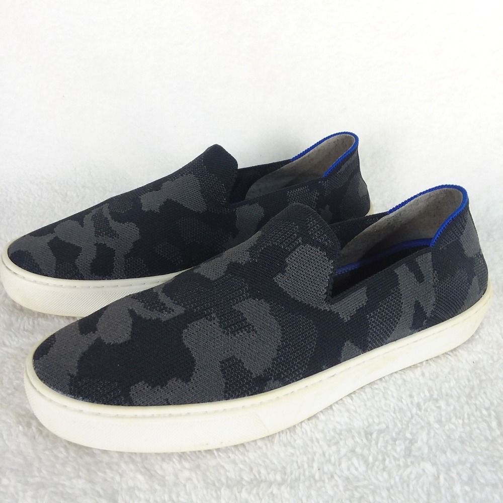 Rothy's The Original Slip On Sneaker Black Gray Camo Knit Women's 9.5 Shoes